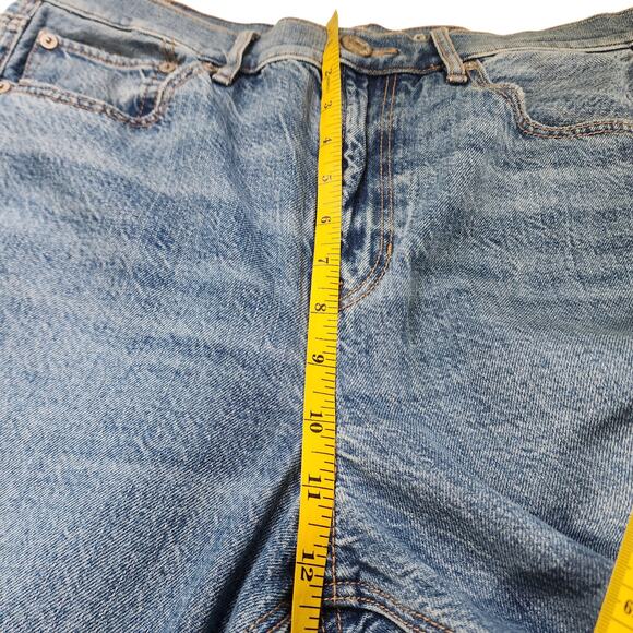 American Eagle Womens 90s Flare Jeans Size 10 High Rise Distressed Pockets Hem - Picture 12 of 14